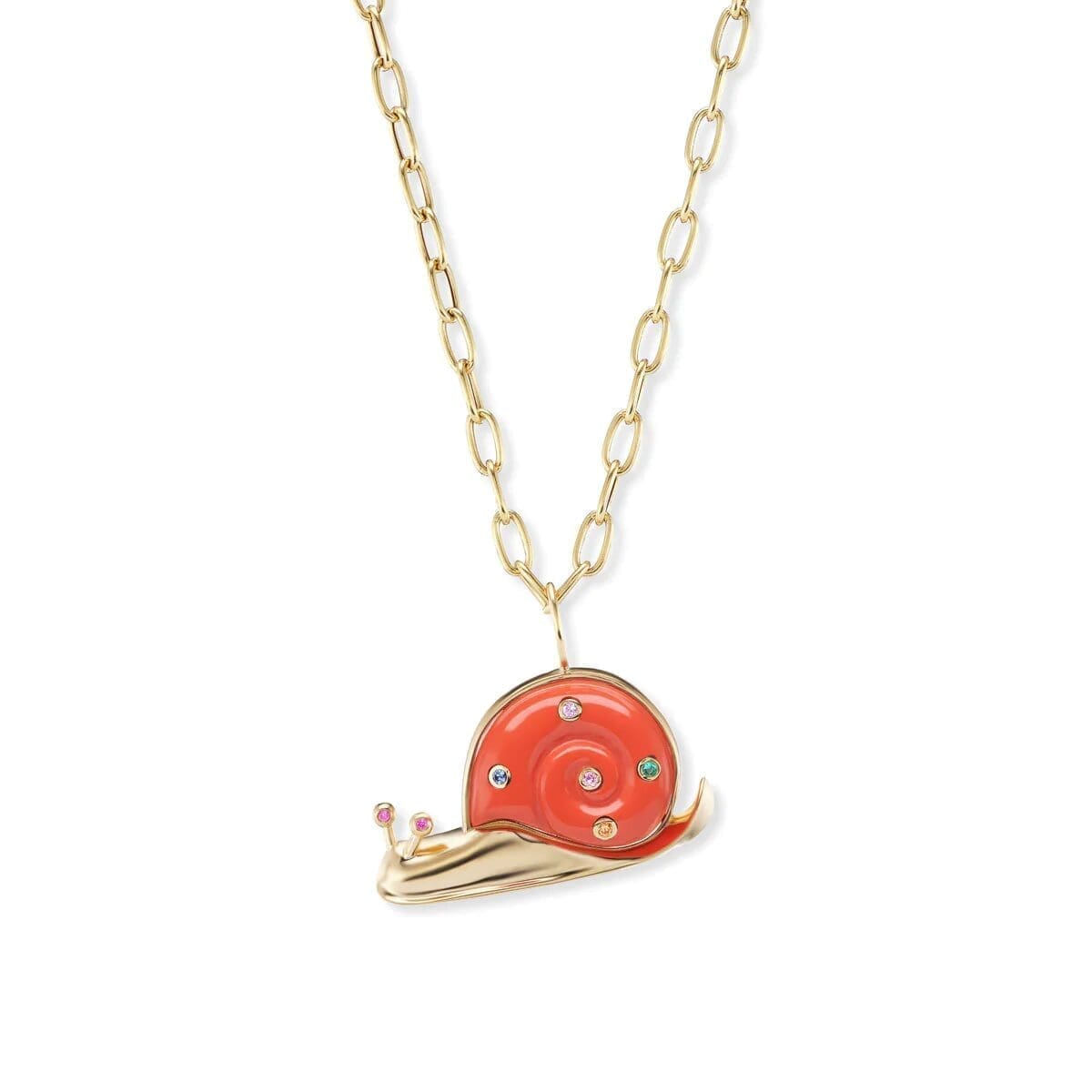 Large Snail Pendant with Coral