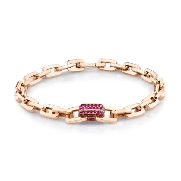 Single Pave Solid Gold Mini Deco Link Bracelet