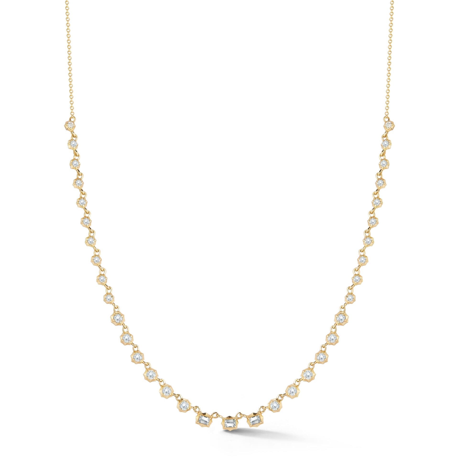 Jade Trau's Small Vanguard Diamond Riviera Necklace in 18KYG with 1.15ct of Diamonds