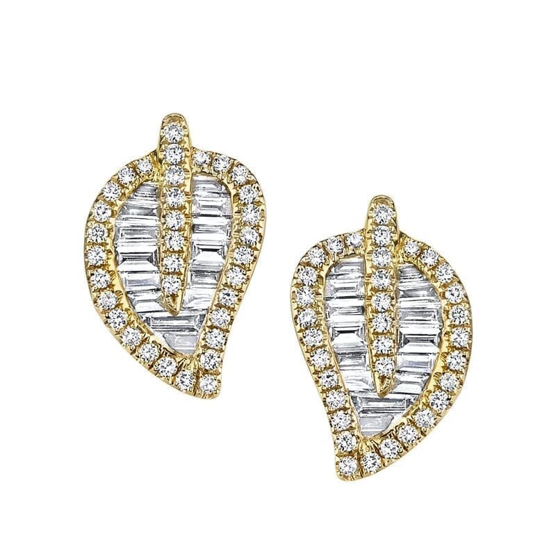 18k Gold Small Leaf Studs