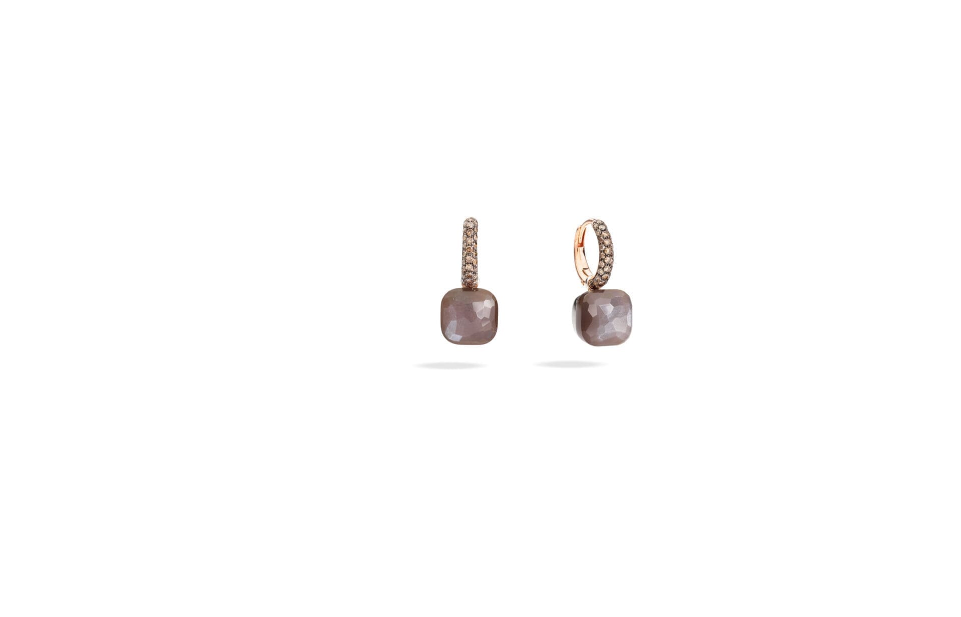 Nudo Classic Orange Moonstone & Brown Diamond Earrings