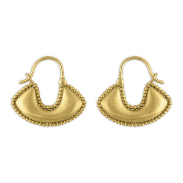 Granulated Boat-Shape Large Hoop Earrings