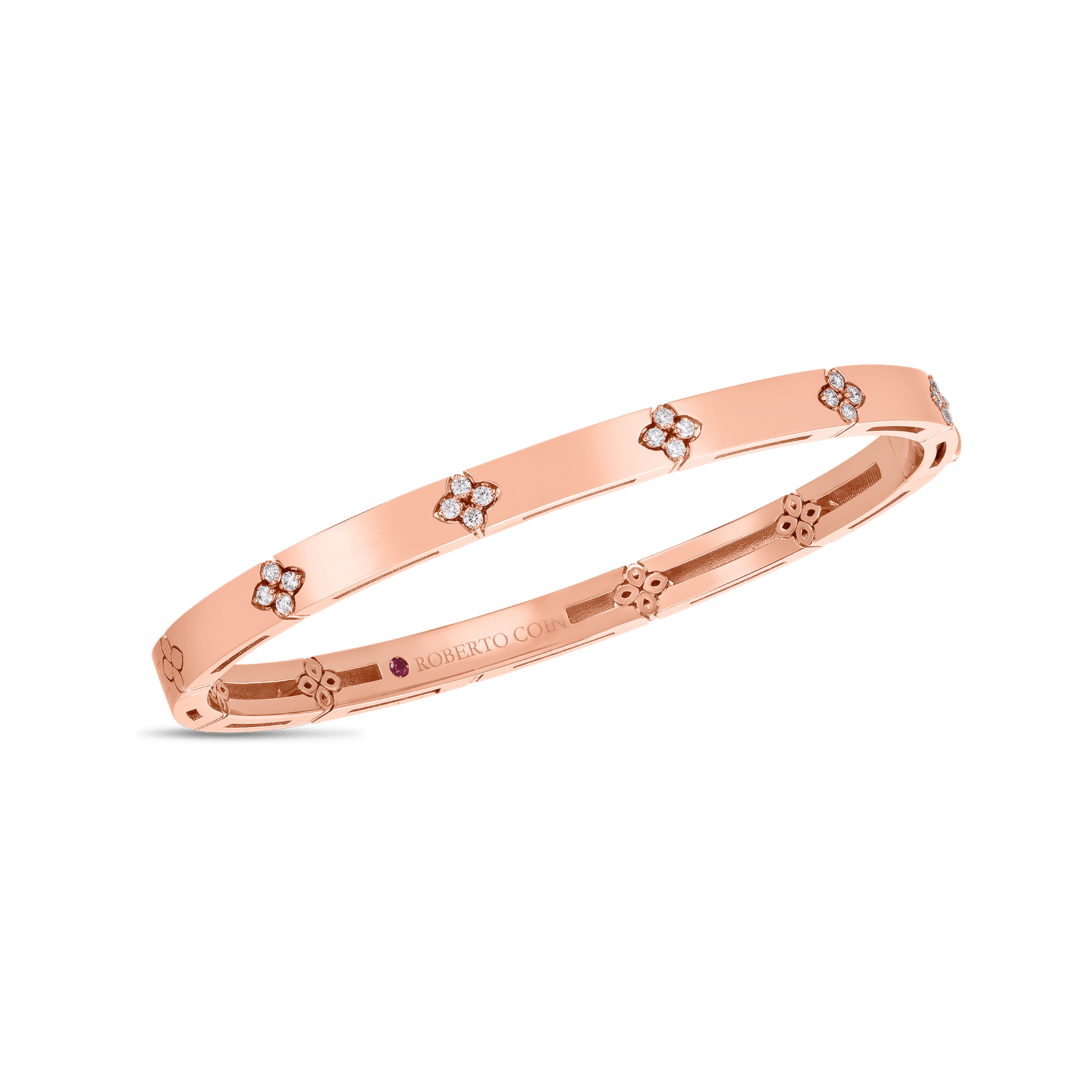 Love In Verona Rose Gold Diamond Accent Narrow Bangle Bracelet