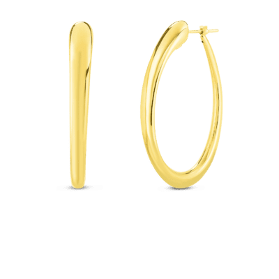 Oro Classic Yellow Gold 32mm X 50mm Hoop Earrings
