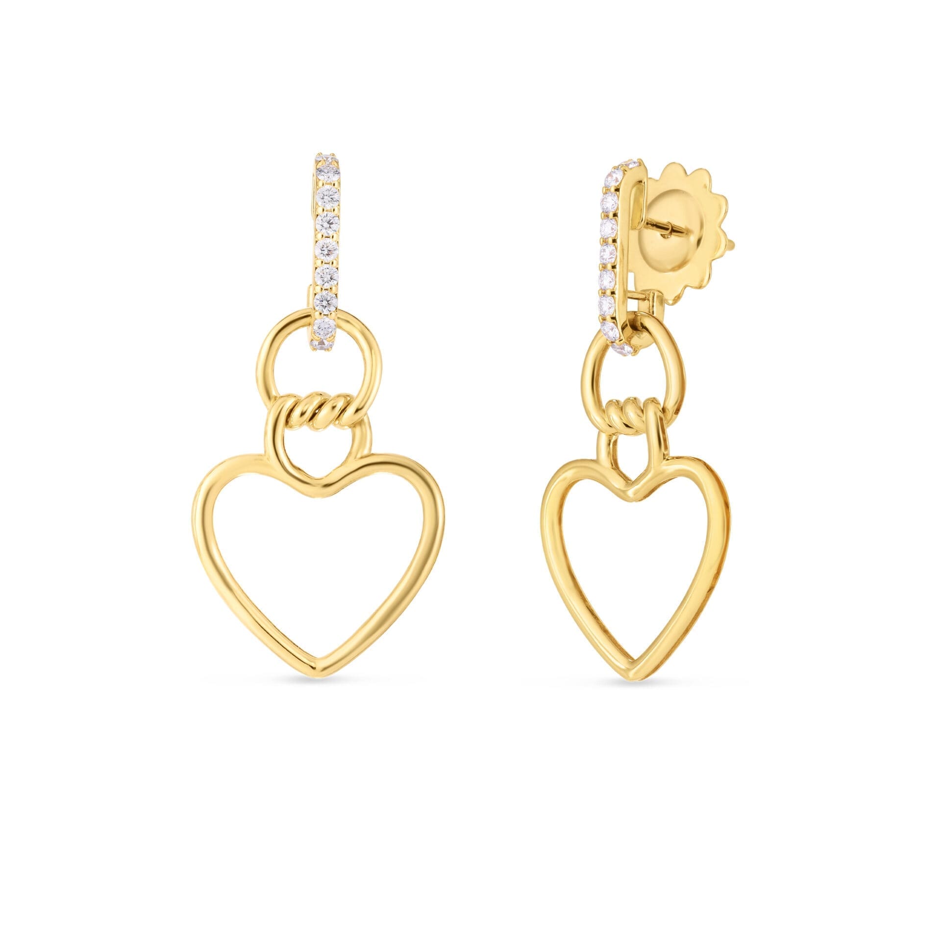 Cialoma Yellow Gold Diamond Heart Earrings