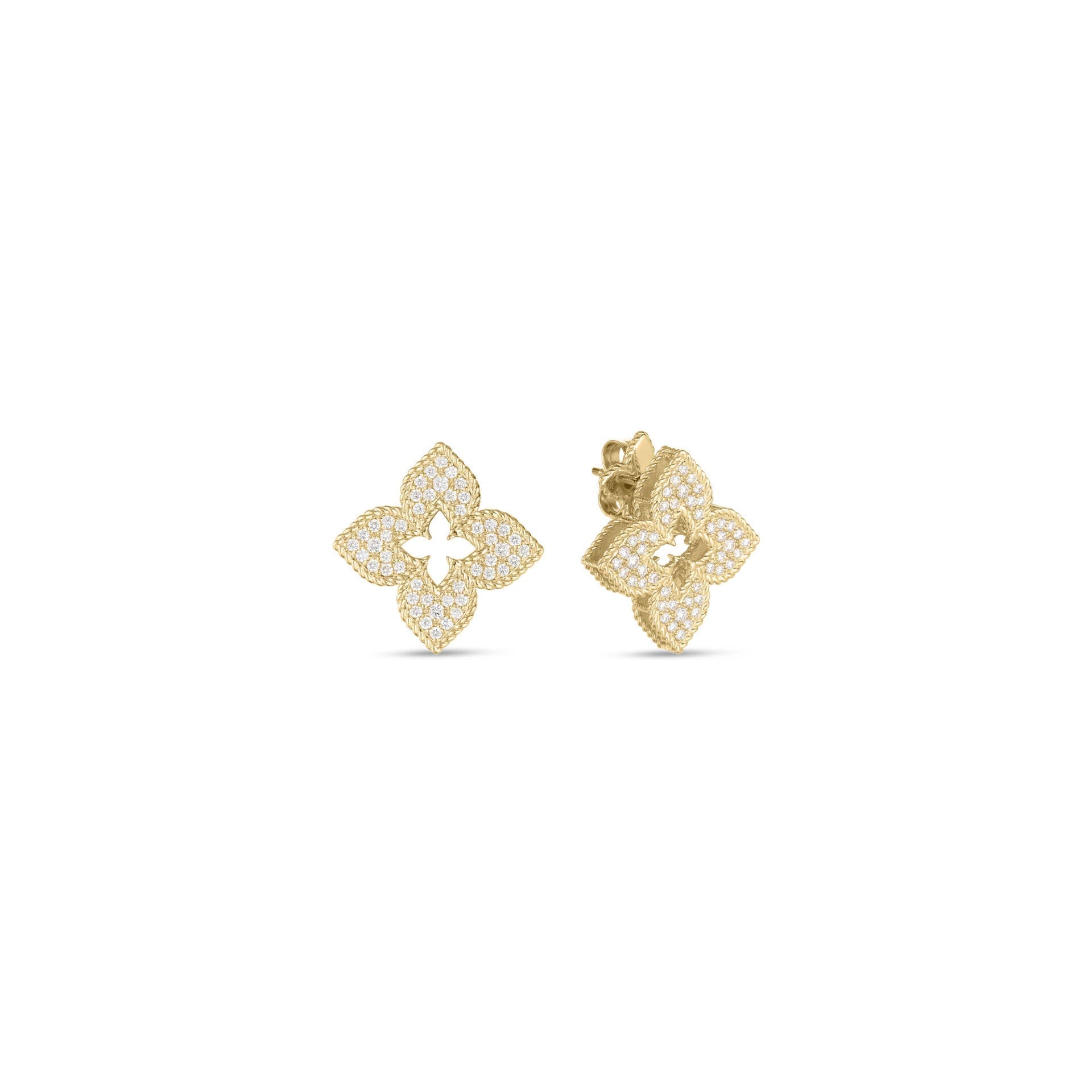 Venetian Princess Yellow Gold & Pave Earrings