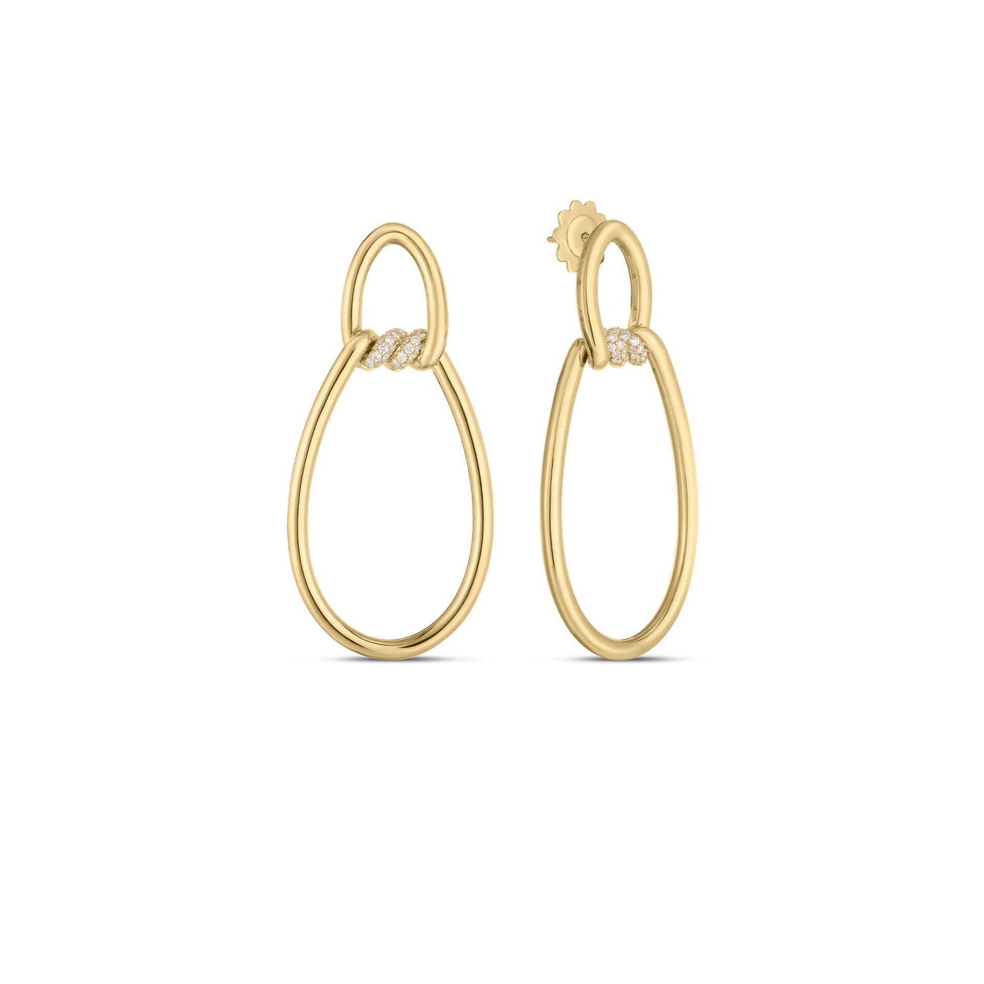 Cialoma Yellow Gold Diamond Chain Link Drop Earrings