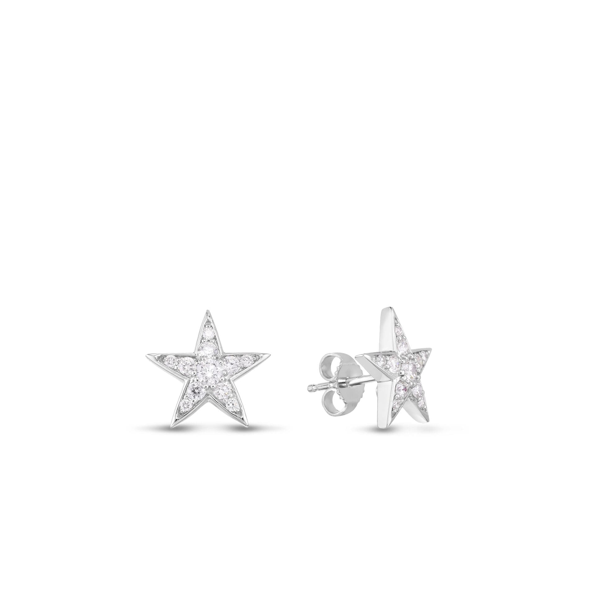 White Gold Diamond Five Point Star Stud Earrings