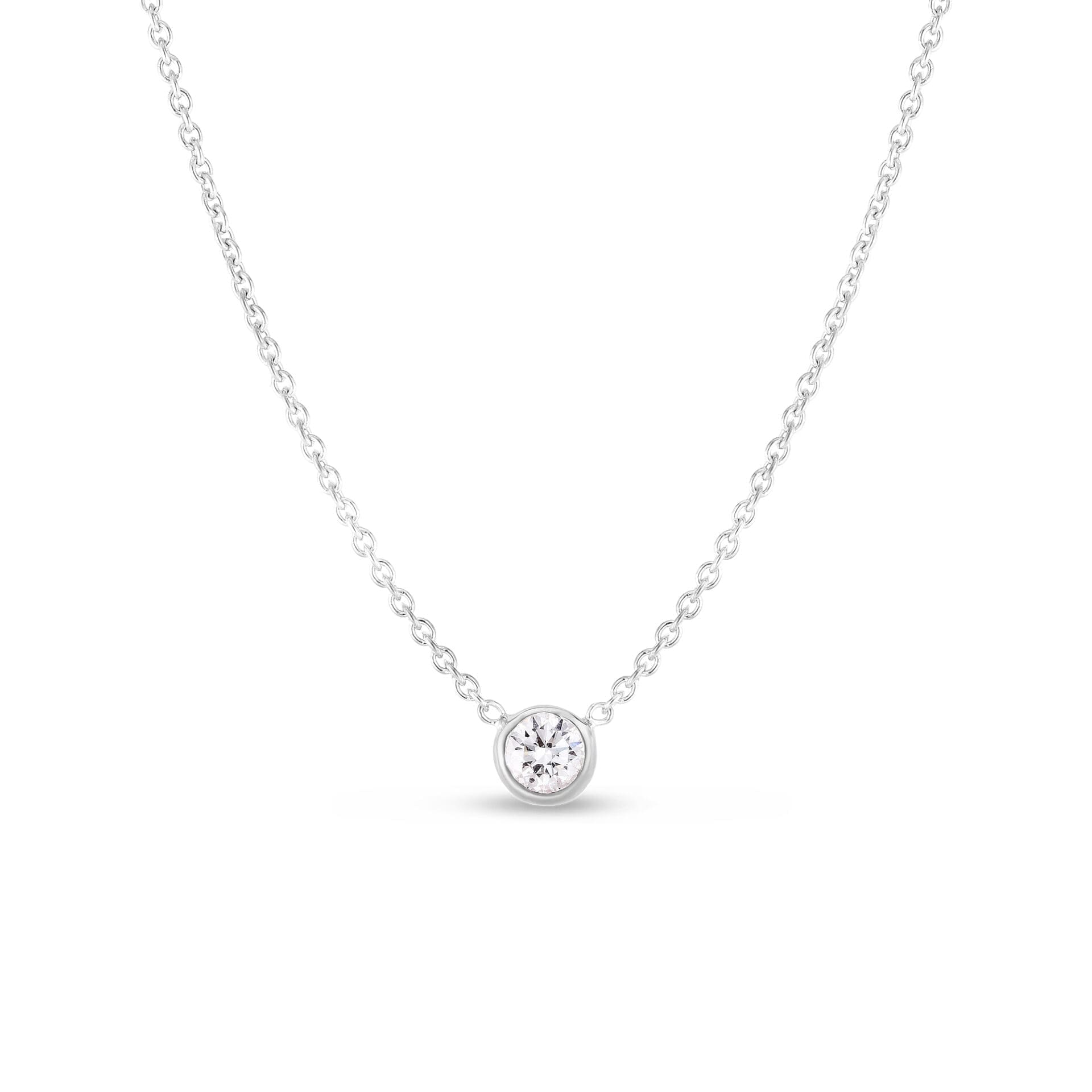 Diamonds by the Inch White Gold Single Bezel Diamond Solitaire Necklace