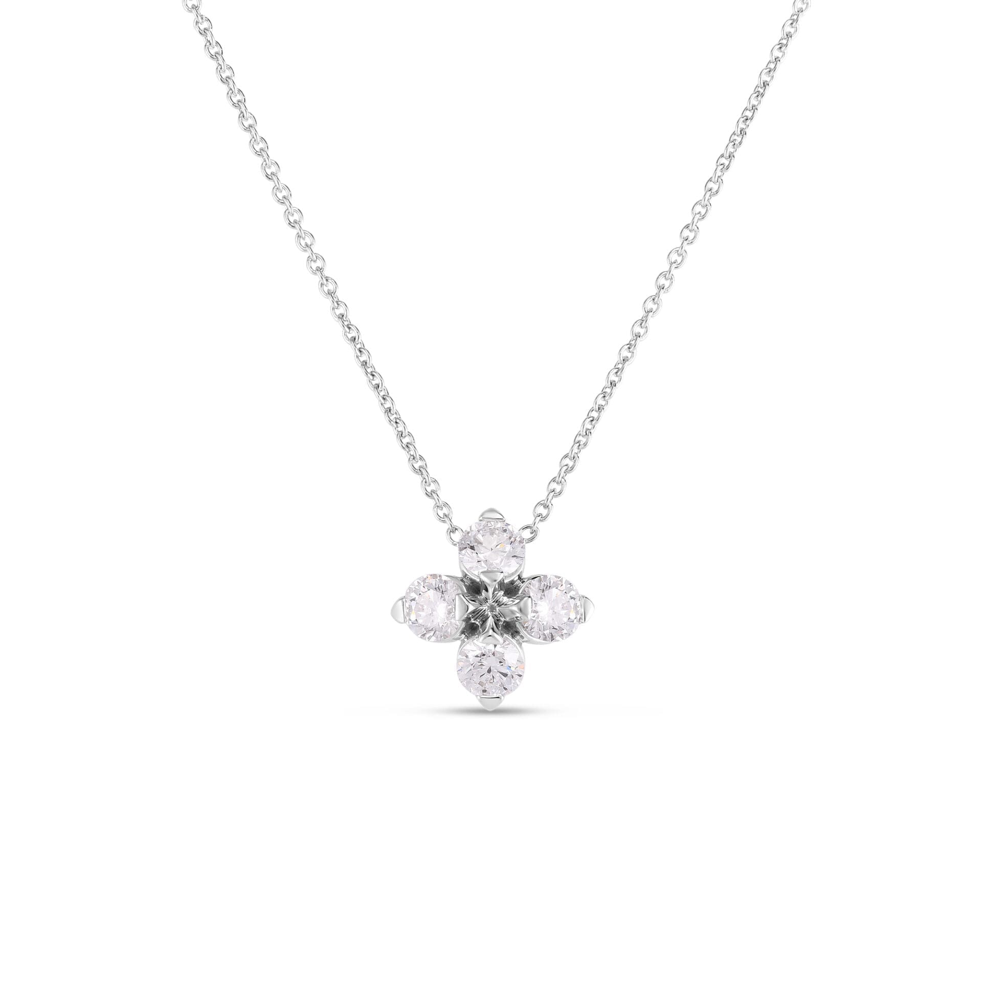 Love In Verona White Gold Diamond Flower Necklace