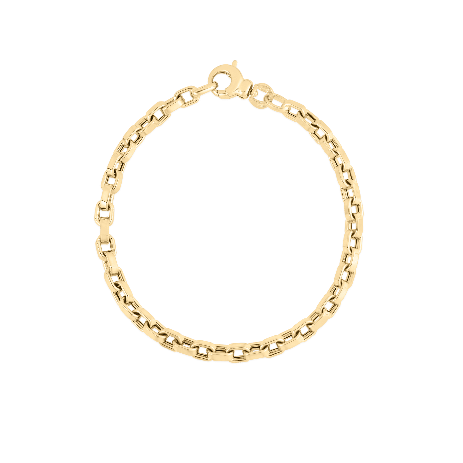 Coin Classic Yellow Gold Square Link Chain Bracelet Length 8"