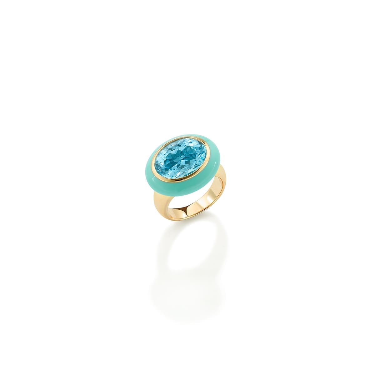 Arena Blue Topaz & Enamel Ring Size 7