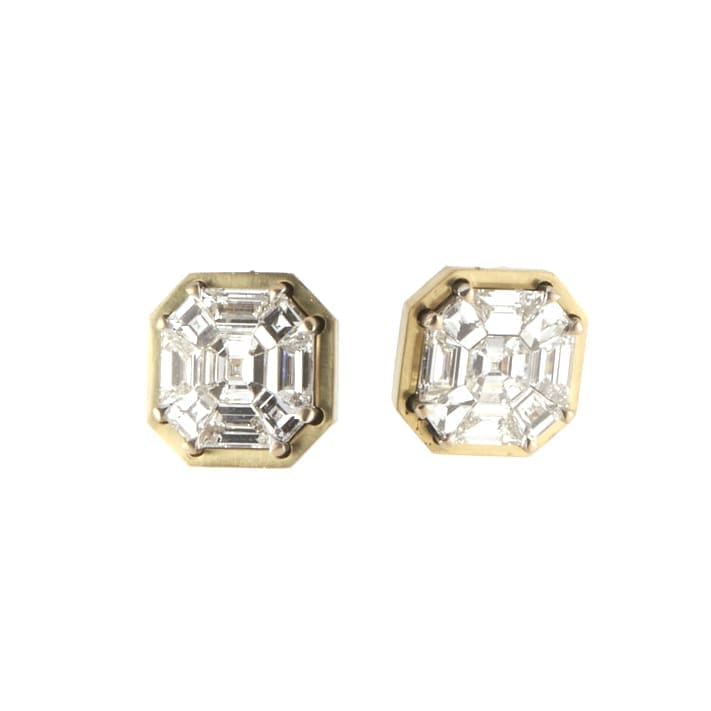 18KYG Diamond Mosaic Stud Earring