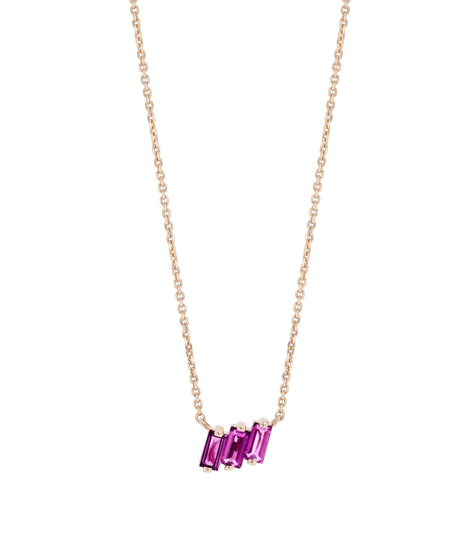 14Krg Rhodolite Bagguette Necklace