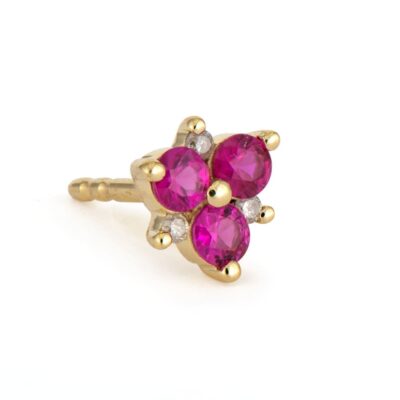 14Y Ruby Single Earring