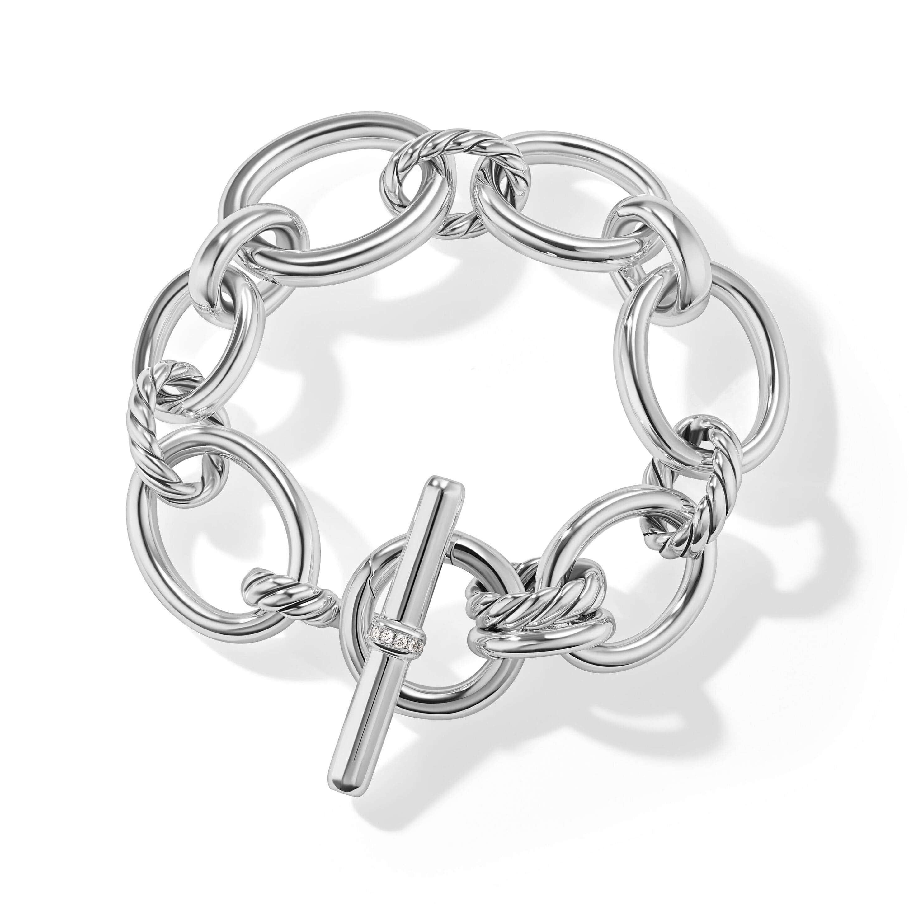 DY Mercer® Chain Bracelet in Sterling Silver with Diamonds, 25mm