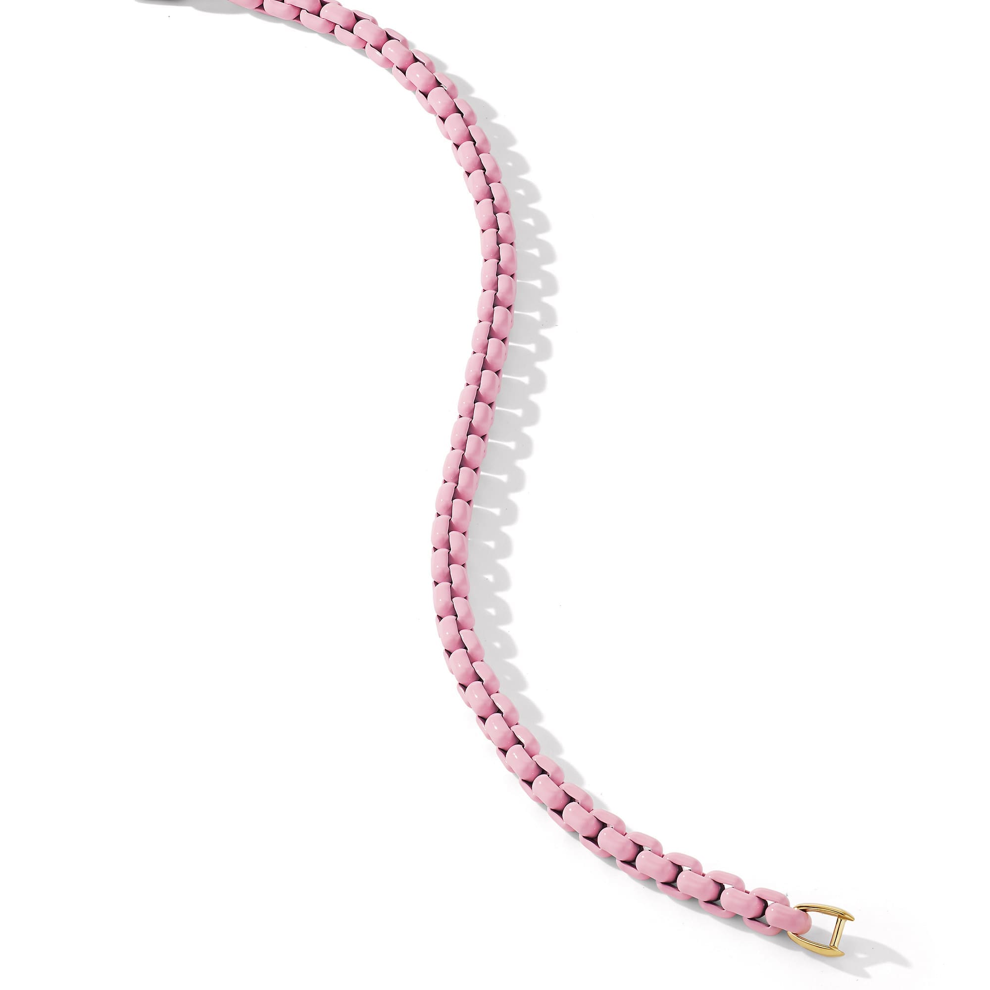 DY Bel Aire Color Box Chain Bracelet in Blush Acrylic with 14K Yellow Gold Accent