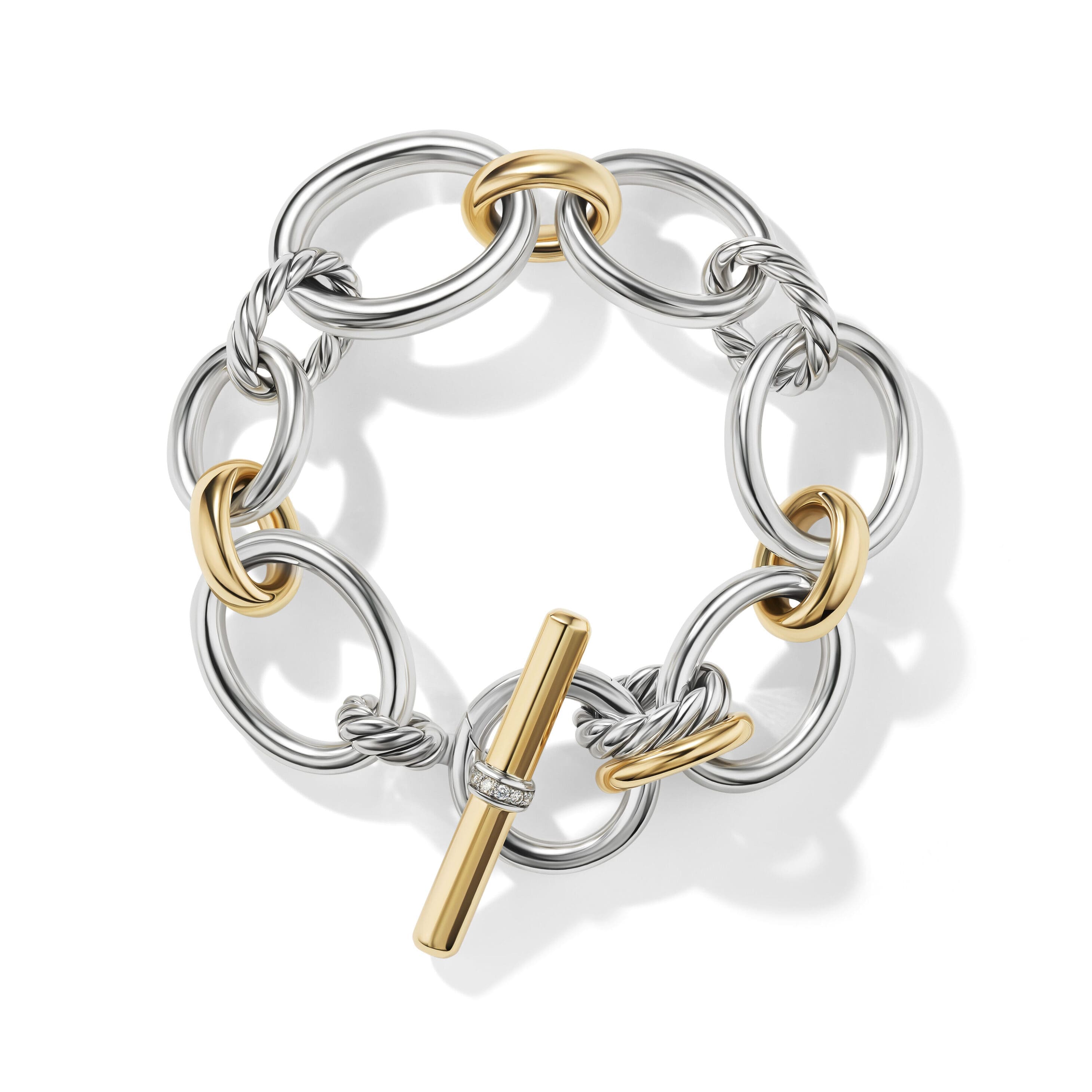 DY Mercer® Chain Bracelet in Sterling Silver with 18K Yellow Gold and Diamonds