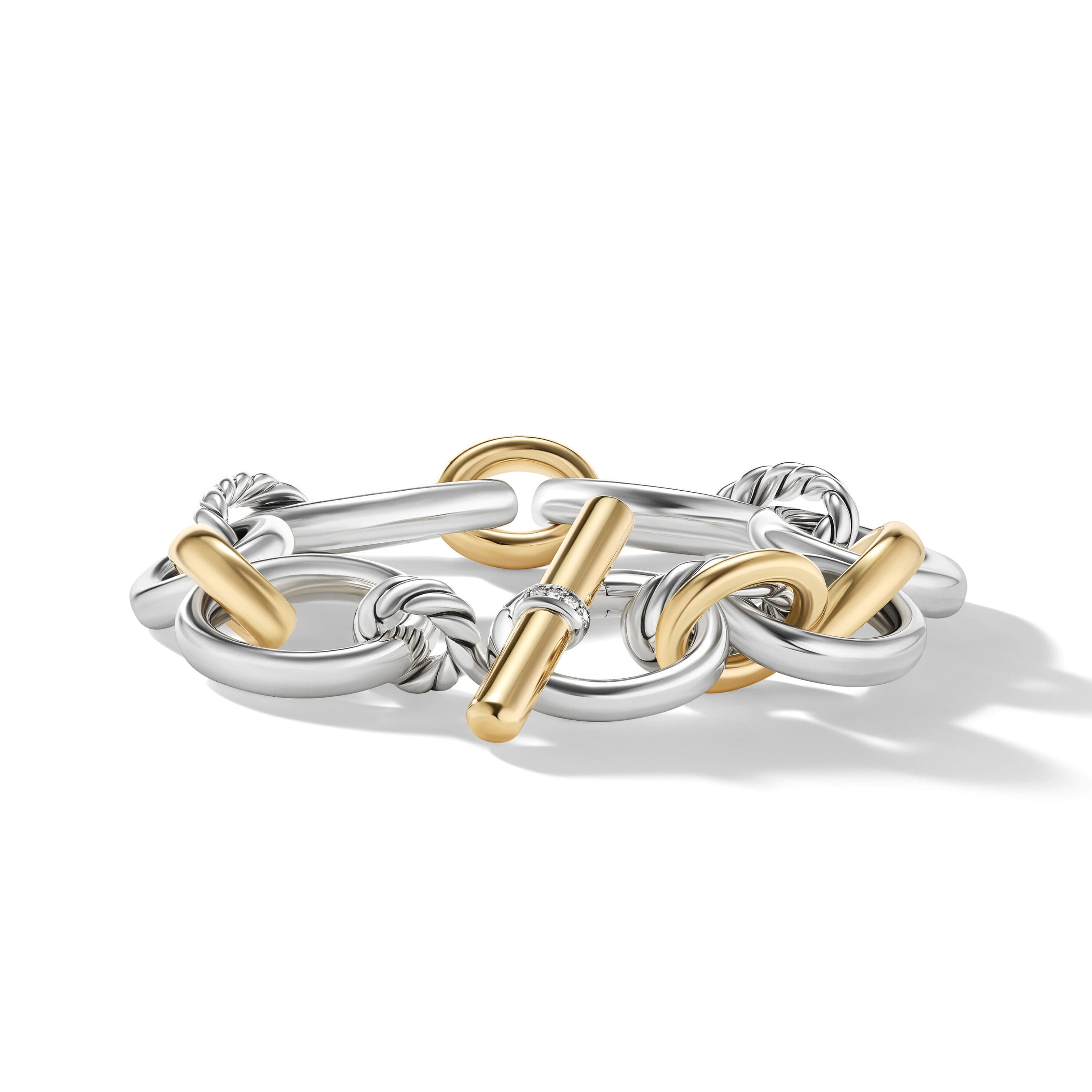 DY Mercer® Chain Bracelet in Sterling Silver with 18K Yellow Gold and Diamonds