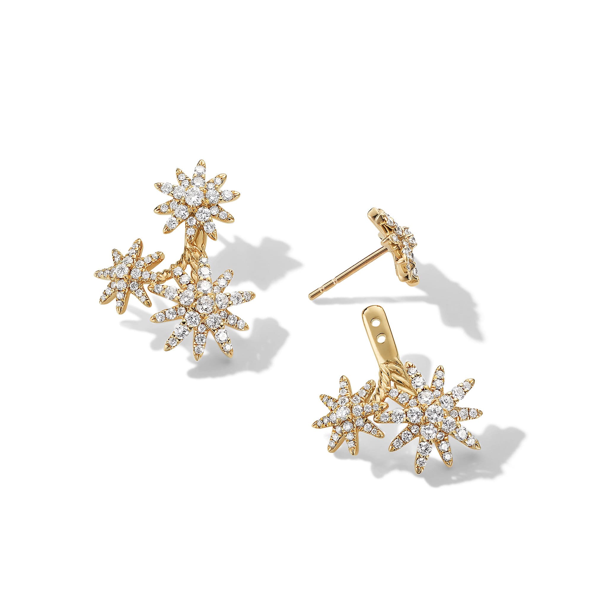 Starburst Cluster Drop Earrings in 18K Yellow Gold with Diamonds, 23.7mm