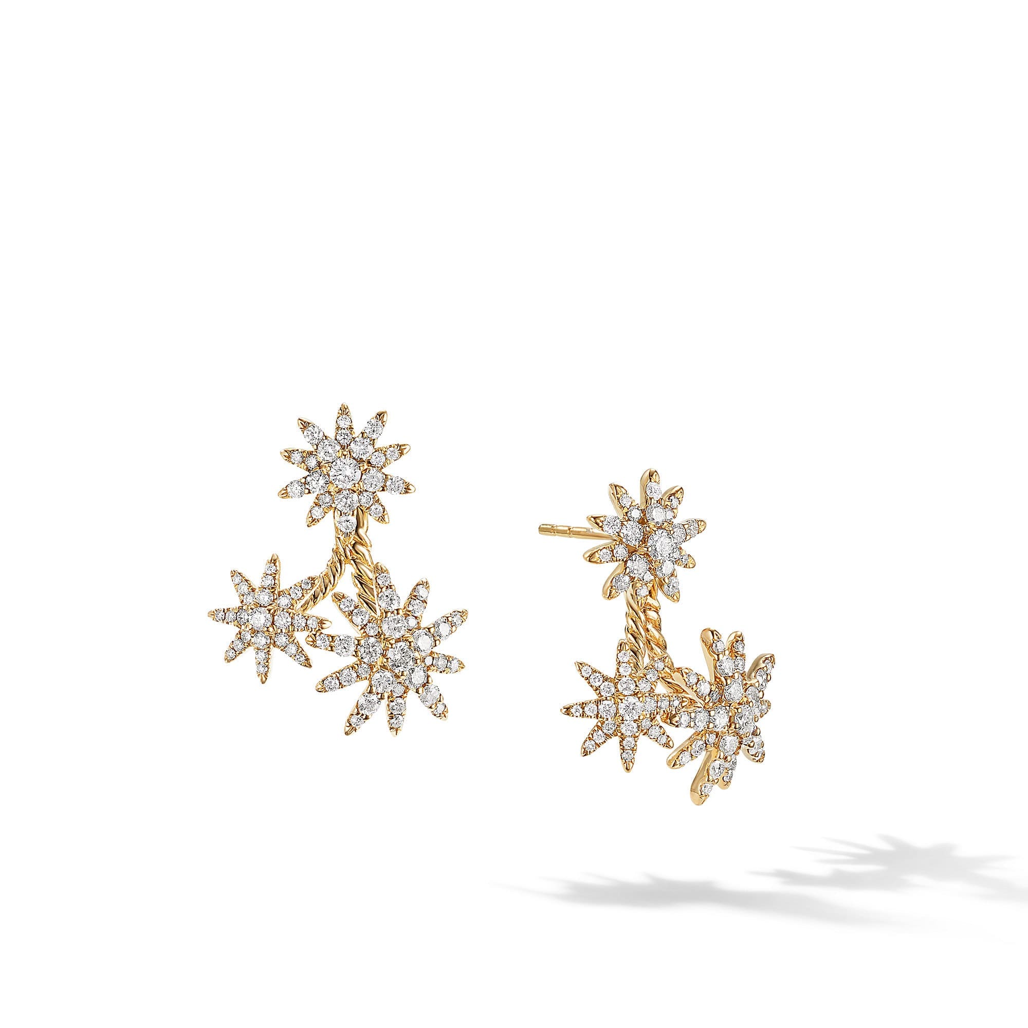 Starburst Cluster Drop Earrings in 18K Yellow Gold with Diamonds, 23.7mm