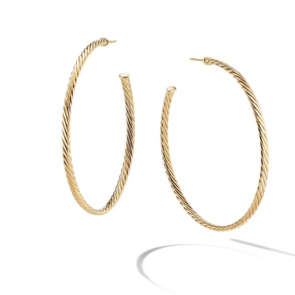 Cable Hoop Earrings in 18K Yellow Gold, 2.5in