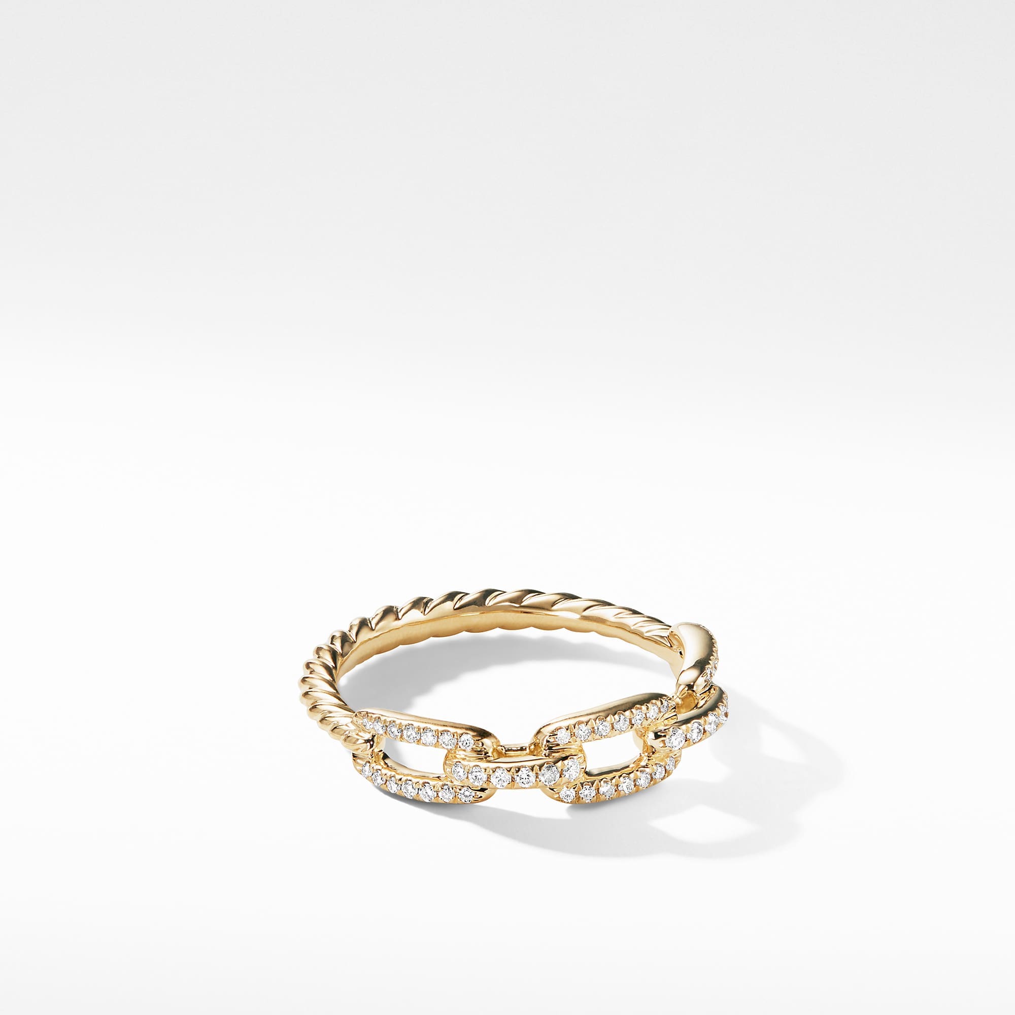 Stax Chain Link Ring in 18K Yellow Gold with Diamonds, 4.5mm