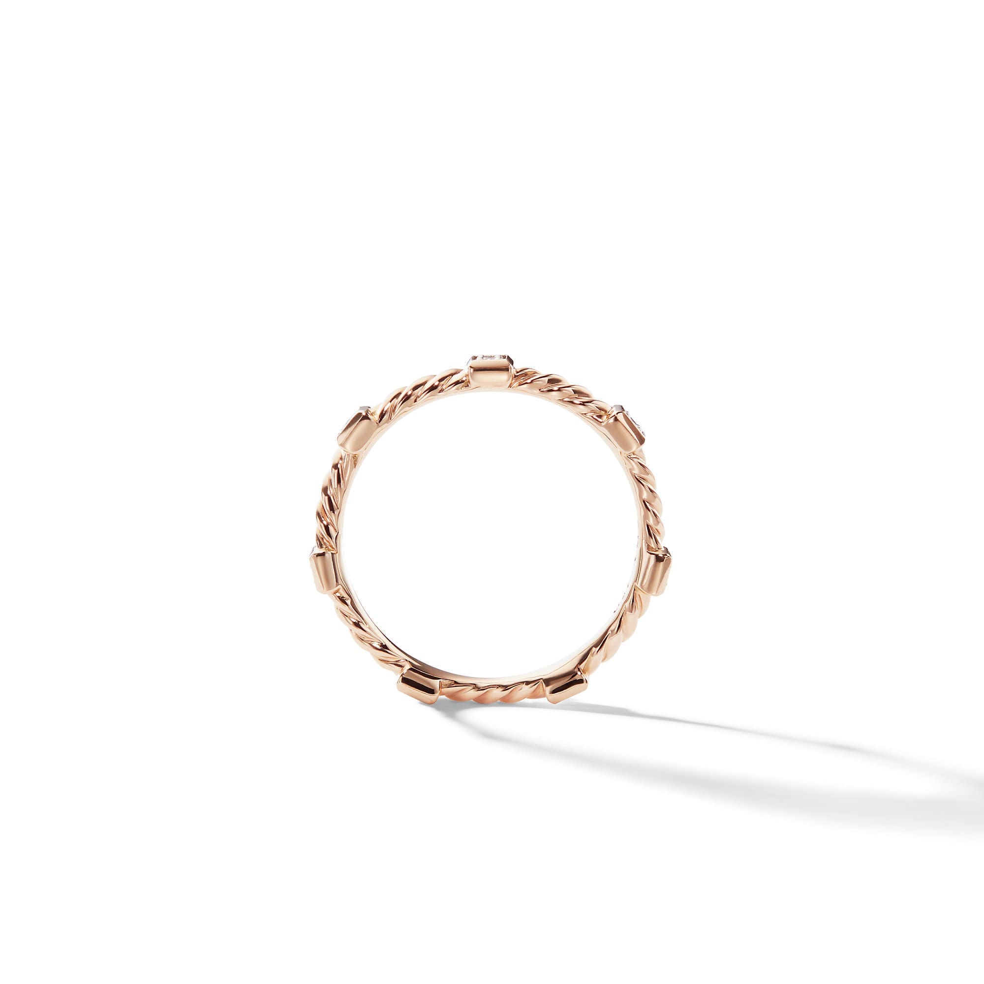Cable Collectibles® Stations Stack Ring in 18K Rose Gold with Diamonds