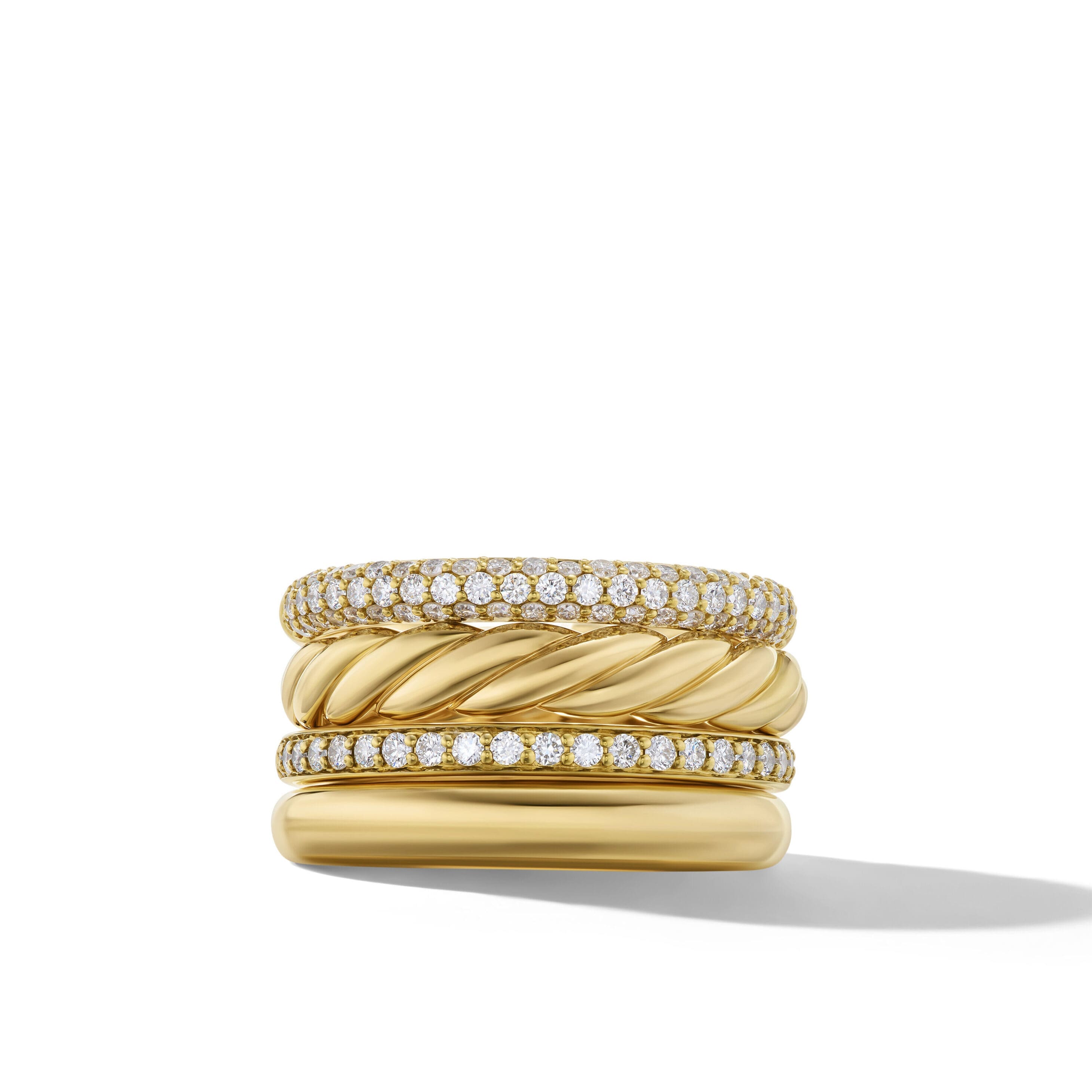 DY Mercer® Multi Row Ring in 18K Yellow Gold with Diamonds, 14mm