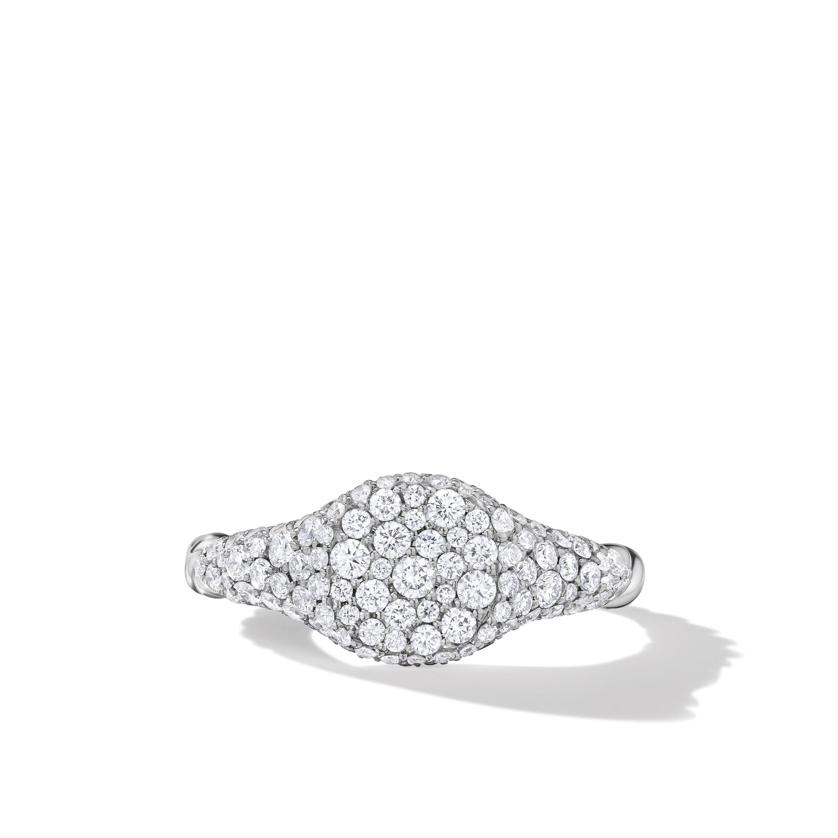 Petite Pavé Pinky Ring in 18K White Gold with Diamonds, 7mm