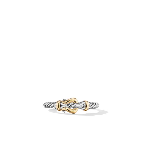 Petite Buckle Ring in Sterling Silver with 18K Yellow Gold, 2mm - Image 2