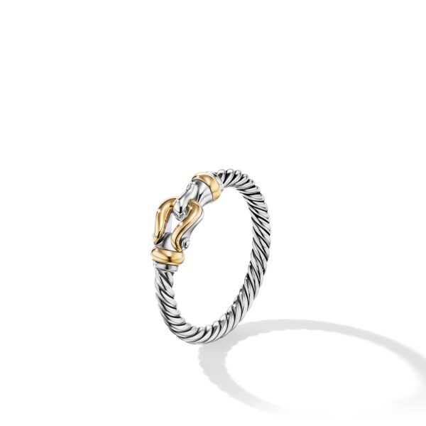 Petite Buckle Ring in Sterling Silver with 18K Yellow Gold, 2mm - Image 3