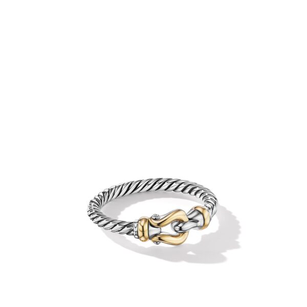 Petite Buckle Ring in Sterling Silver with 18K Yellow Gold, 2mm