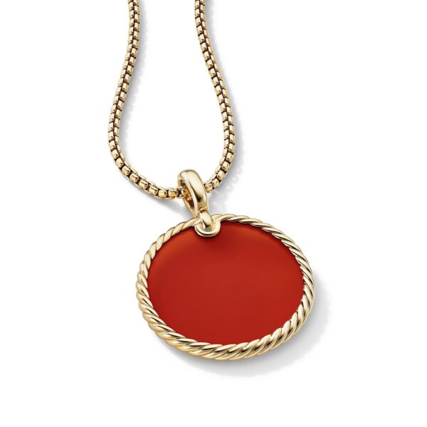 DY Elements® Disc Pendant in 18K Yellow Gold with Carnelian - Image 2