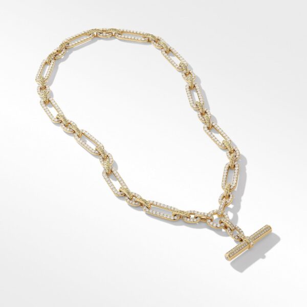 Lexington E/W Barrel Pendant in 18K Yellow Gold with Diamonds, 36mm - Image 2