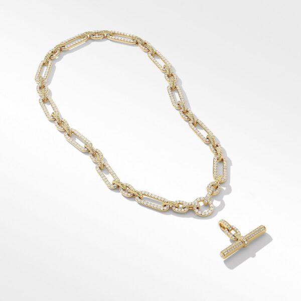 Lexington E/W Barrel Pendant in 18K Yellow Gold with Diamonds, 36mm - Image 3