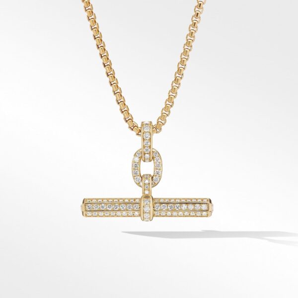 Lexington E/W Barrel Pendant in 18K Yellow Gold with Diamonds, 36mm