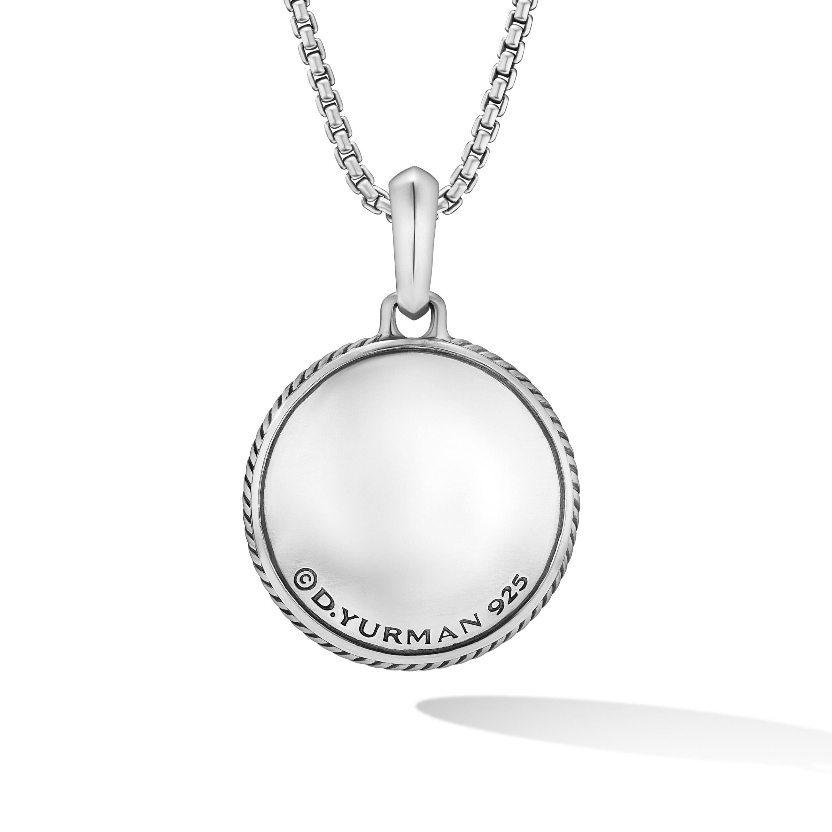 Maritime® Compass Amulet in Sterling Silver with Center Black Diamond, 26.8mm