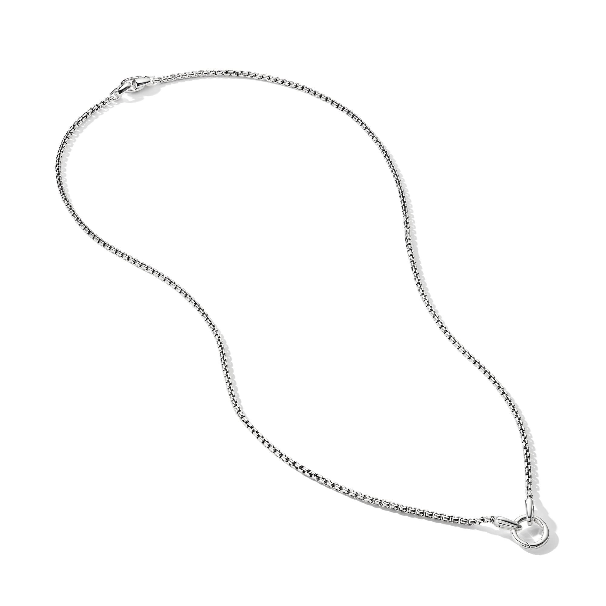 Smooth Amulet Box Chain Necklace in Sterling Silver, 2.7mm
