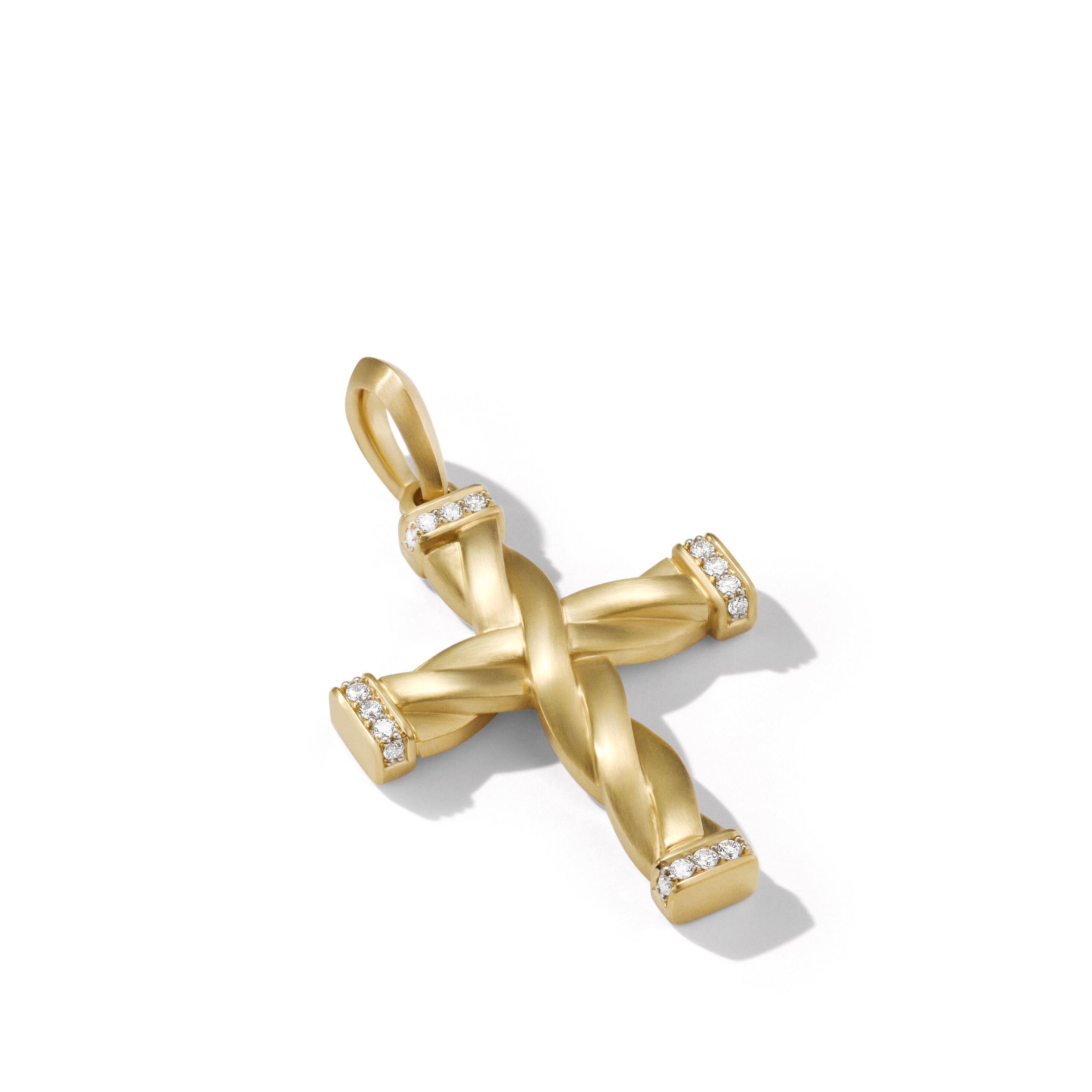 DY Helios™ Cross Pendant in 18K Yellow Gold with Diamonds, 48mm