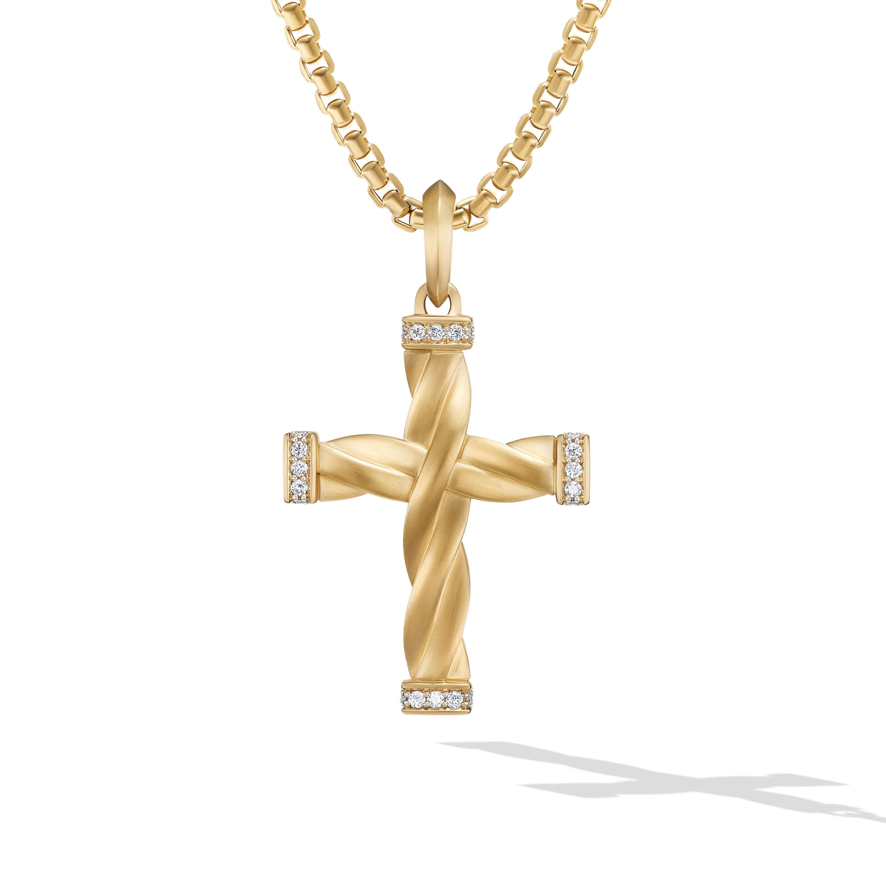 DY Helios™ Cross Pendant in 18K Yellow Gold with Diamonds, 48mm
