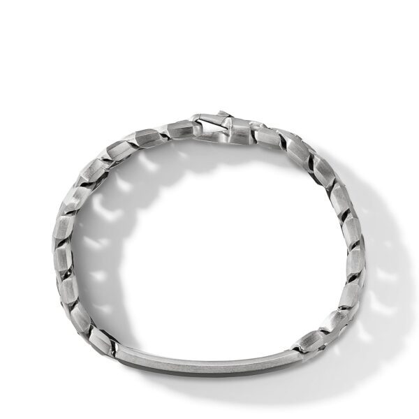 Curb Chain Angular Link ID Bracelet in Sterling Silver - Image 2