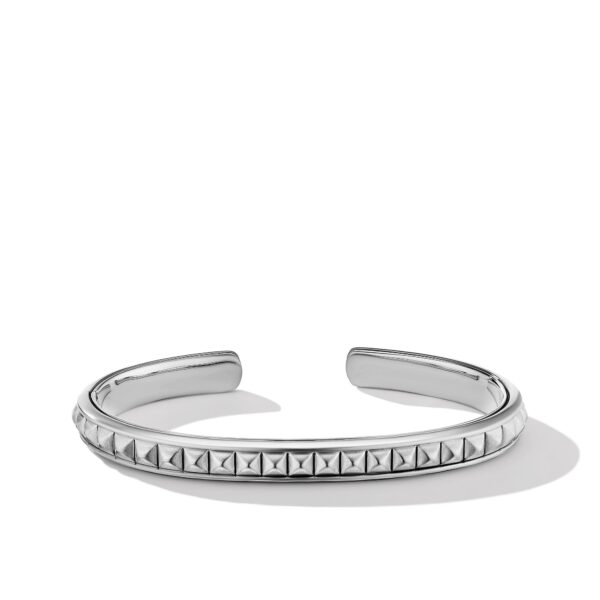 Pyramid Cuff Bracelet in Sterling Silver, 7mm