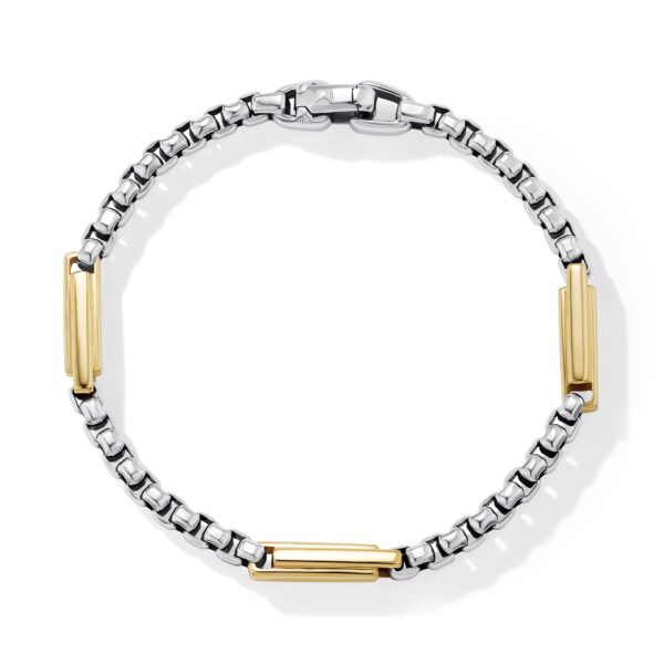 Streamline® Station Box Chain Bracelet in Sterling Silver with 18K Yellow Gold - Image 2