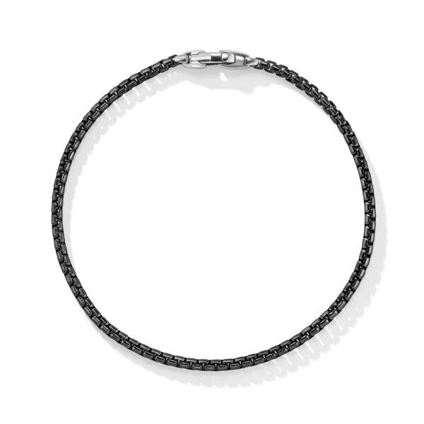 Box Chain Bracelet with Stainless Steel and Sterling Silver, 2.7mm - Image 2