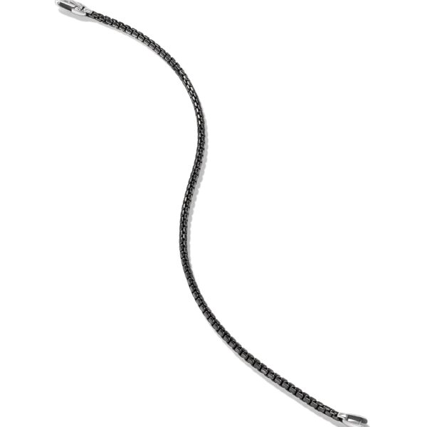 Box Chain Bracelet with Stainless Steel and Sterling Silver, 2.7mm - Image 3
