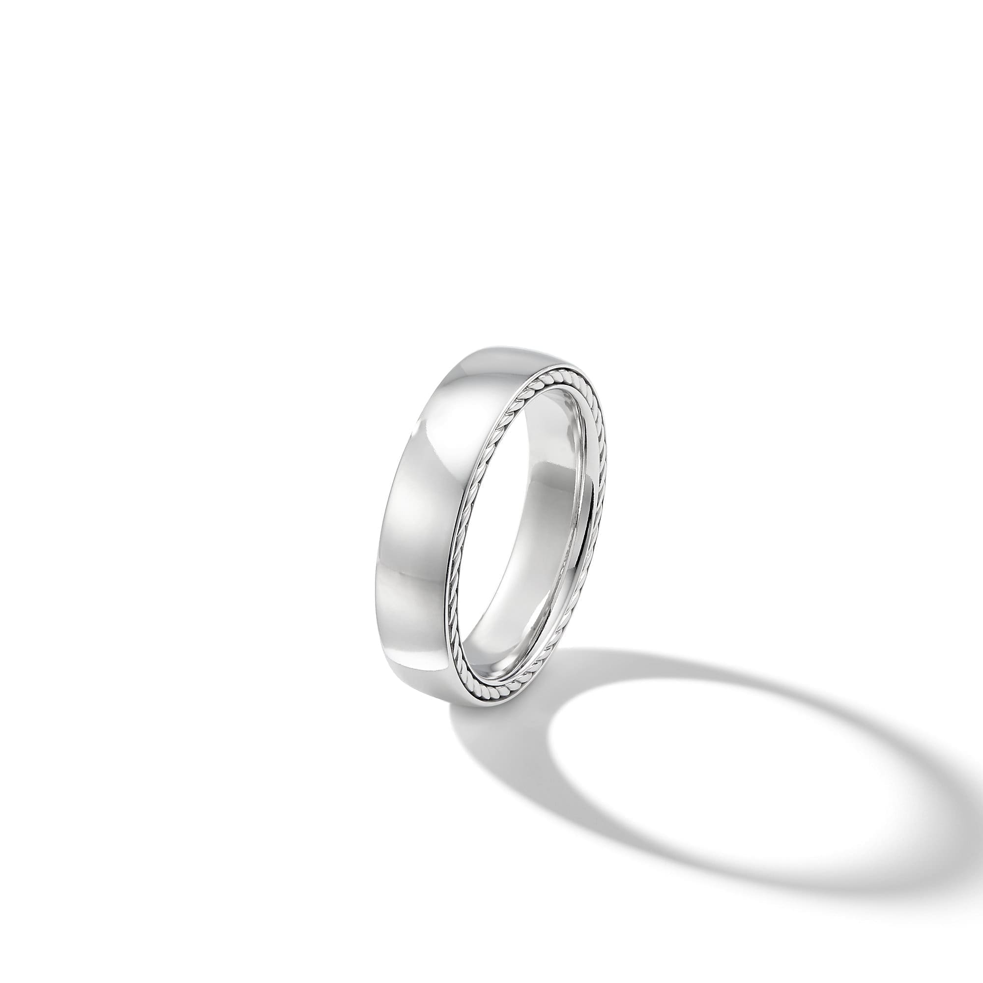 Streamline Band Ring in 18K White Gold, 6mm