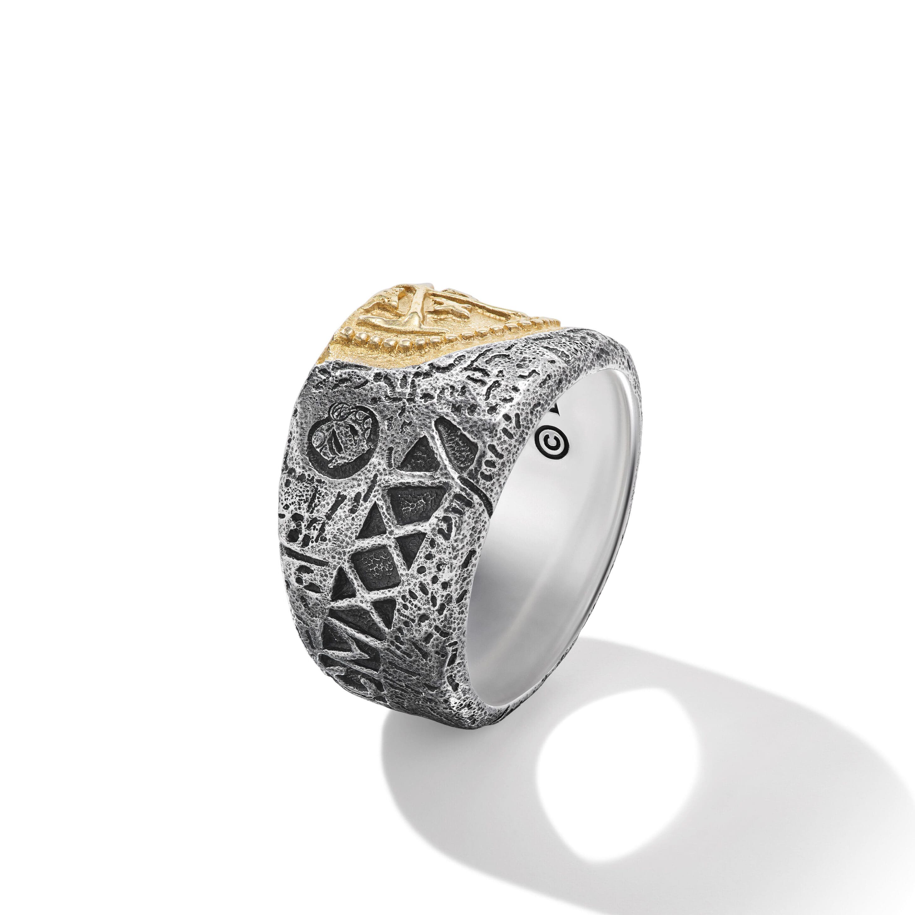 Shipwreck Cigar Band Ring in Sterling Silver with 18K Yellow Gold