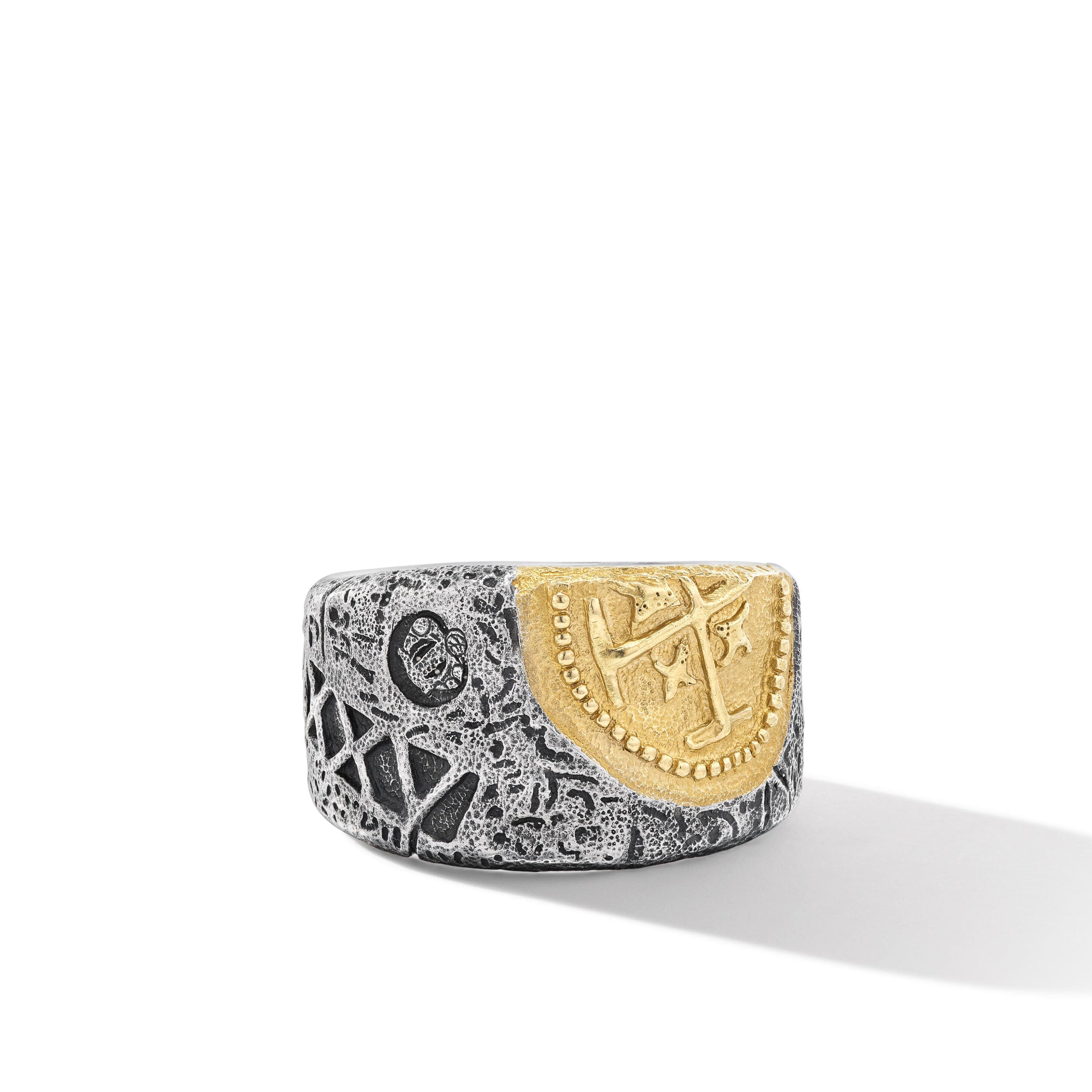 Shipwreck Cigar Band Ring in Sterling Silver with 18K Yellow Gold