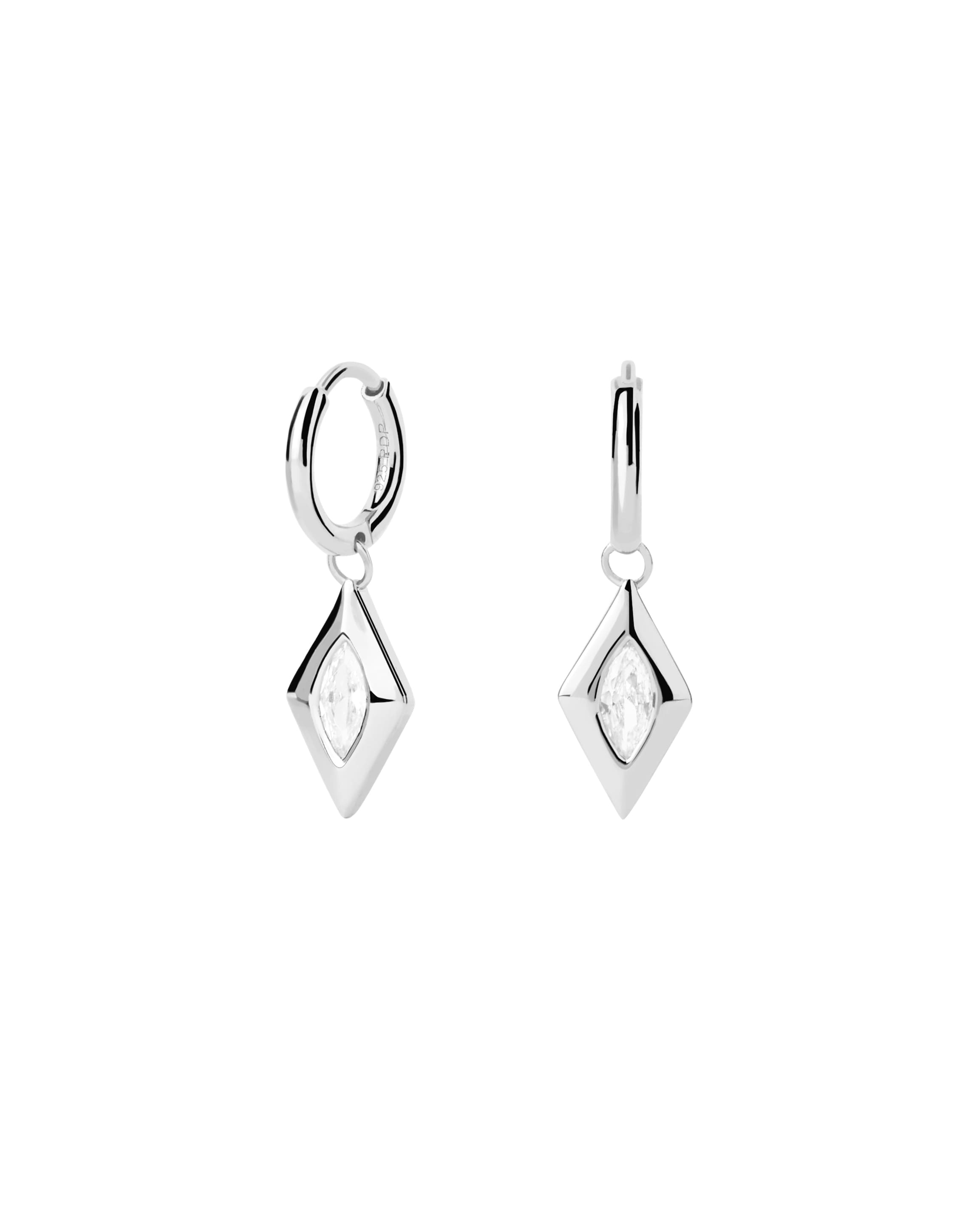 Kate Drop Silver Hoops